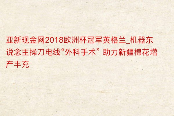 亚新现金网2018欧洲杯冠军英格兰_机器东说念主操刀电线“外科手术” 助力新疆棉花增产丰充