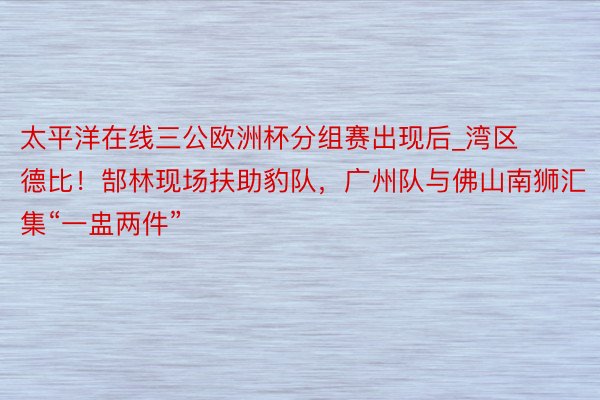 太平洋在线三公欧洲杯分组赛出现后_湾区德比！郜林现场扶助豹队，广州队与佛山南狮汇集“一盅两件”