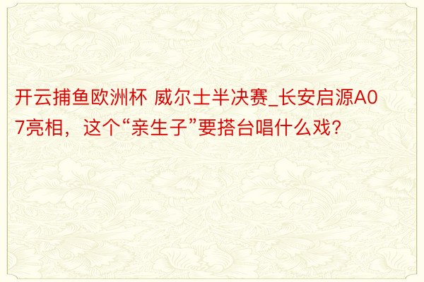 开云捕鱼欧洲杯 威尔士半决赛_长安启源A07亮相，这个“亲生子”要搭台唱什么戏?