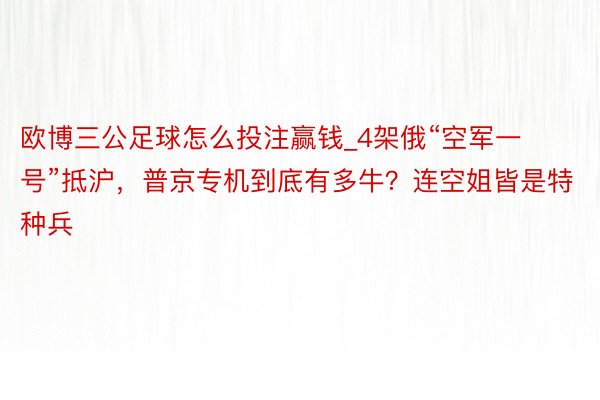 欧博三公足球怎么投注赢钱_4架俄“空军一号”抵沪，普京专机到底有多牛？连空姐皆是特种兵