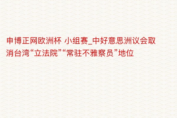 申博正网欧洲杯 小组赛_中好意思洲议会取消台湾“立法院”“常驻不雅察员”地位