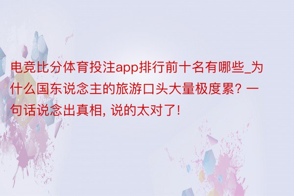 电竞比分体育投注app排行前十名有哪些_为什么国东说念主的旅游口头大量极度累? 一句话说念出真相, 说的太对了!